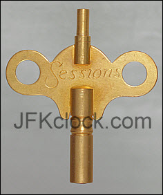 A brass, wing-style, double-ended Sessions key